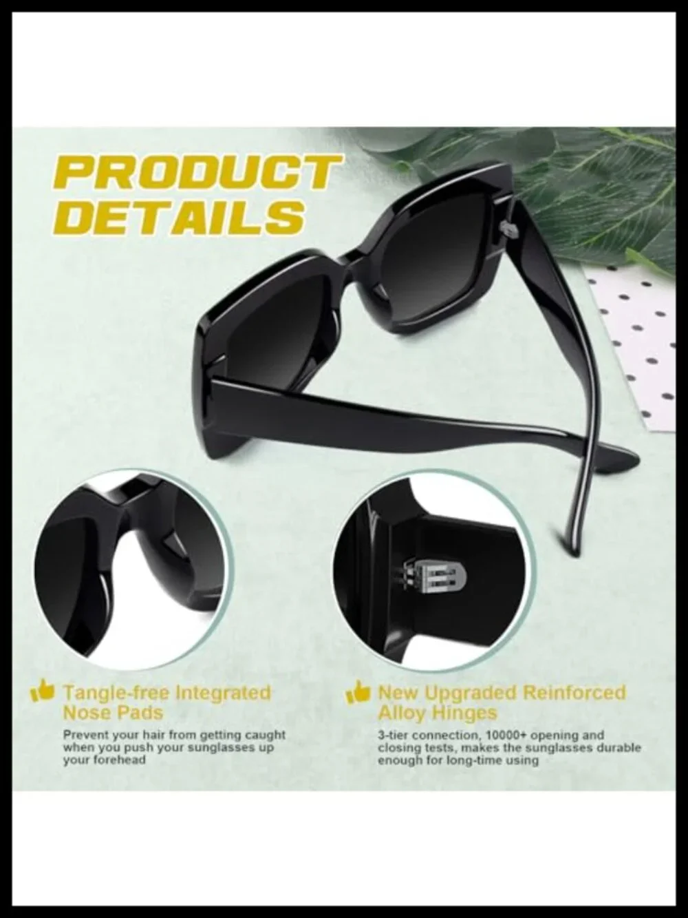 Oversized Square Frame Sunglasses Women Retro Trendy UV400 Protection